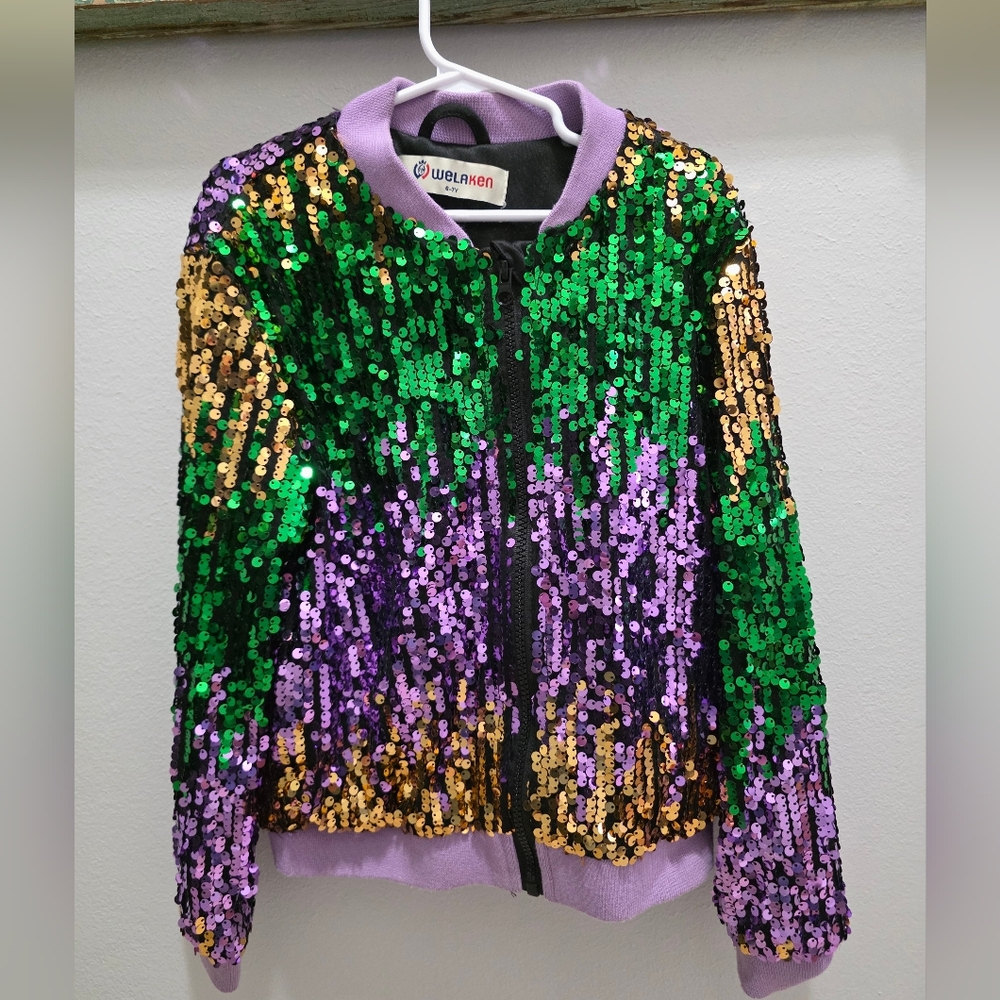 Girls Mardi Gras Sequin Jacket 💜💛💚